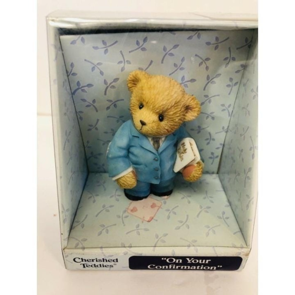 Cherished Teddies On Your Confirmation Figurine Boy Blue Suit Bible 114476 2003